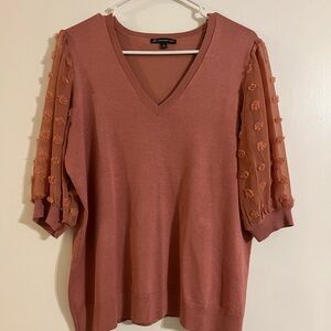 Adrianna Papell Pink Boxy Ribbed Blouse 3/4 Sleeve